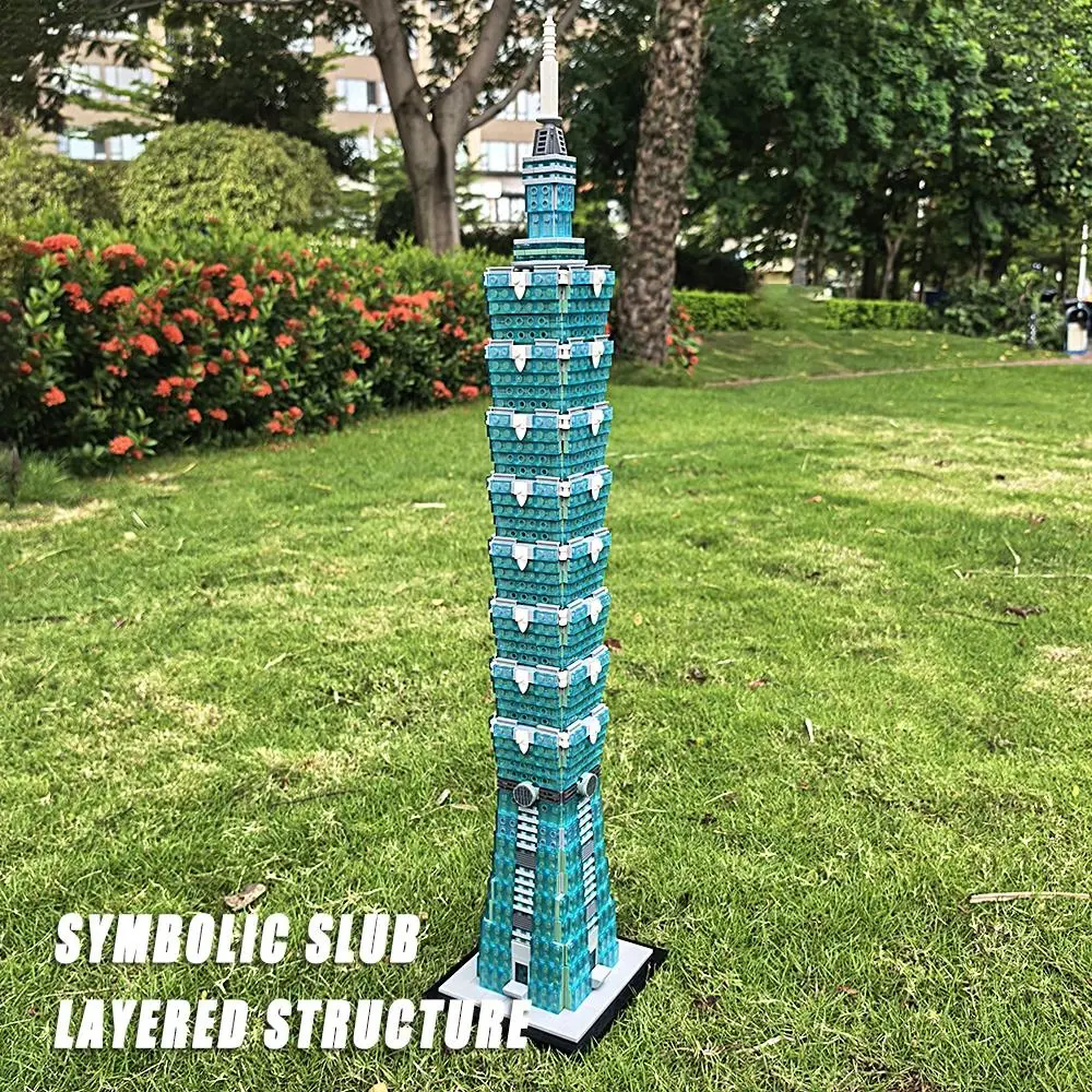 Taipei 101 Tower City Landmark Building Block Model Moc Skyline Street Scene Assembly Toy Desktop Decoration Collectible Gift Building Blocks Model