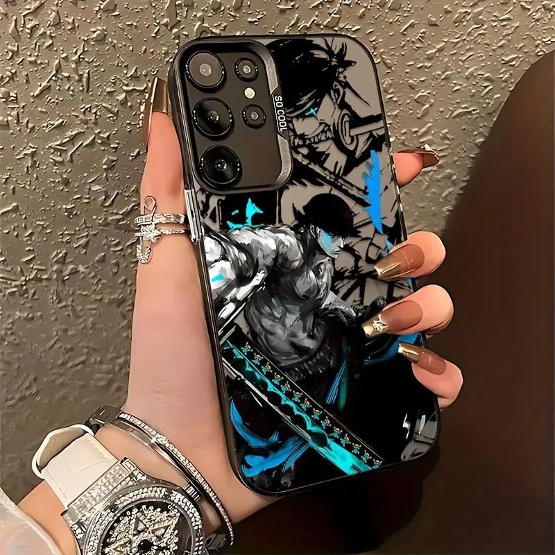 The Phone Case Featuring The Cool Anime Character Zoro Is Compatible with Samsung Galaxy S25, S24, S23, S22, S21, S20 FE Ultra Plus 4G And 5G, iPhone case 17/16/15/14/13/12/11 And It Has a Matte Anti-Drop Back Cover.