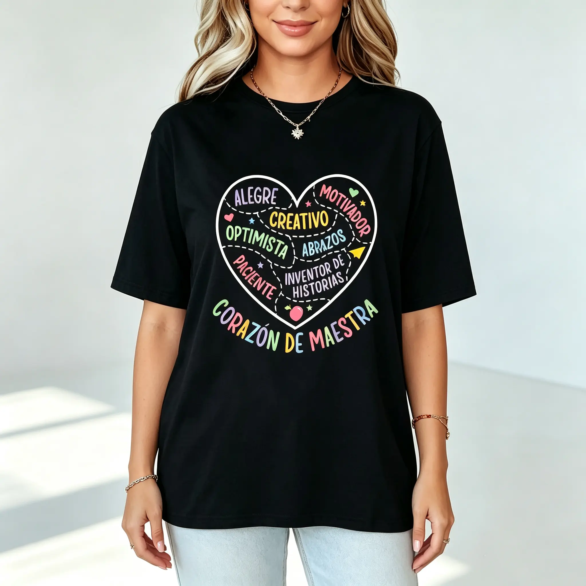 Heart Spanish Teacher Spanish Teacher Bilingual Teacher T-Shirt