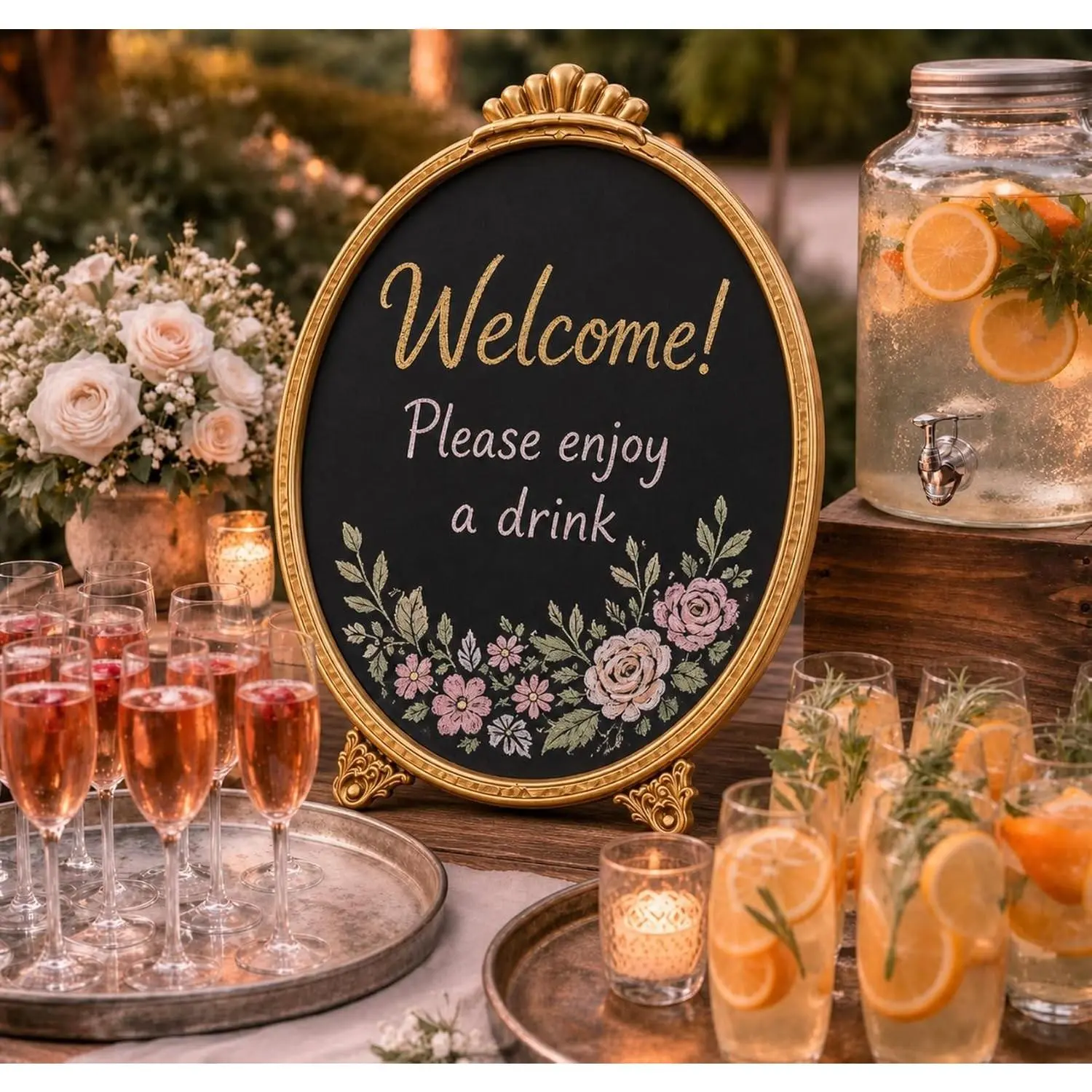 11 x 8 Inch Gold Framed Vintage Tabletop Chalkboard Sign with Stand, 12 Liquid Chalk Markers Included, Small Menu Board for Wedding Table, Cafe, Buffet & Home Decor