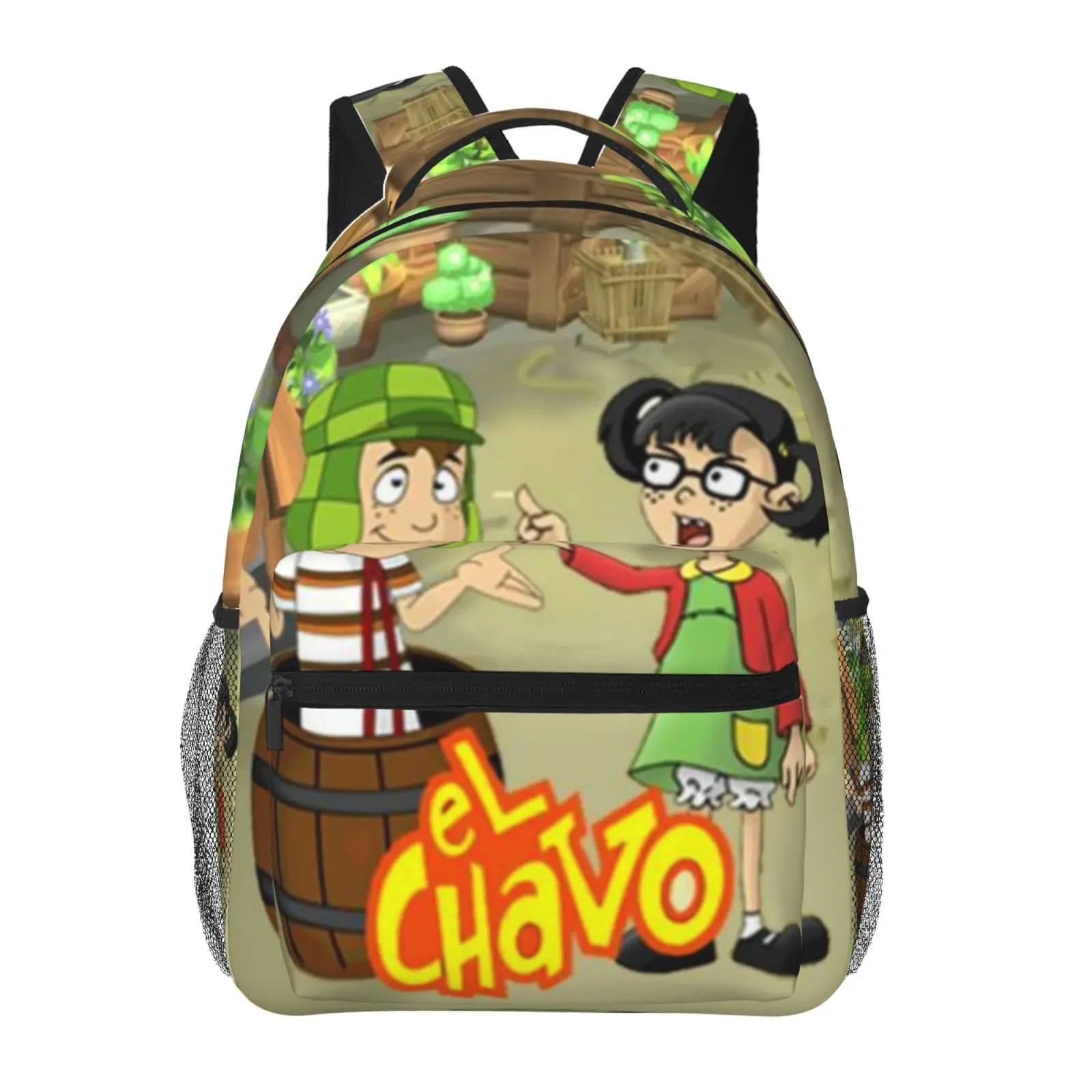 Large Capacity Cartoon  El Chavo Del Ocho3 Backpack, Anime Student School bag, boys girls Breathable Adjustable Shoulder Straps School Daypack, Durable Lightweight Book Bag for Daily School Travel Camping Office
