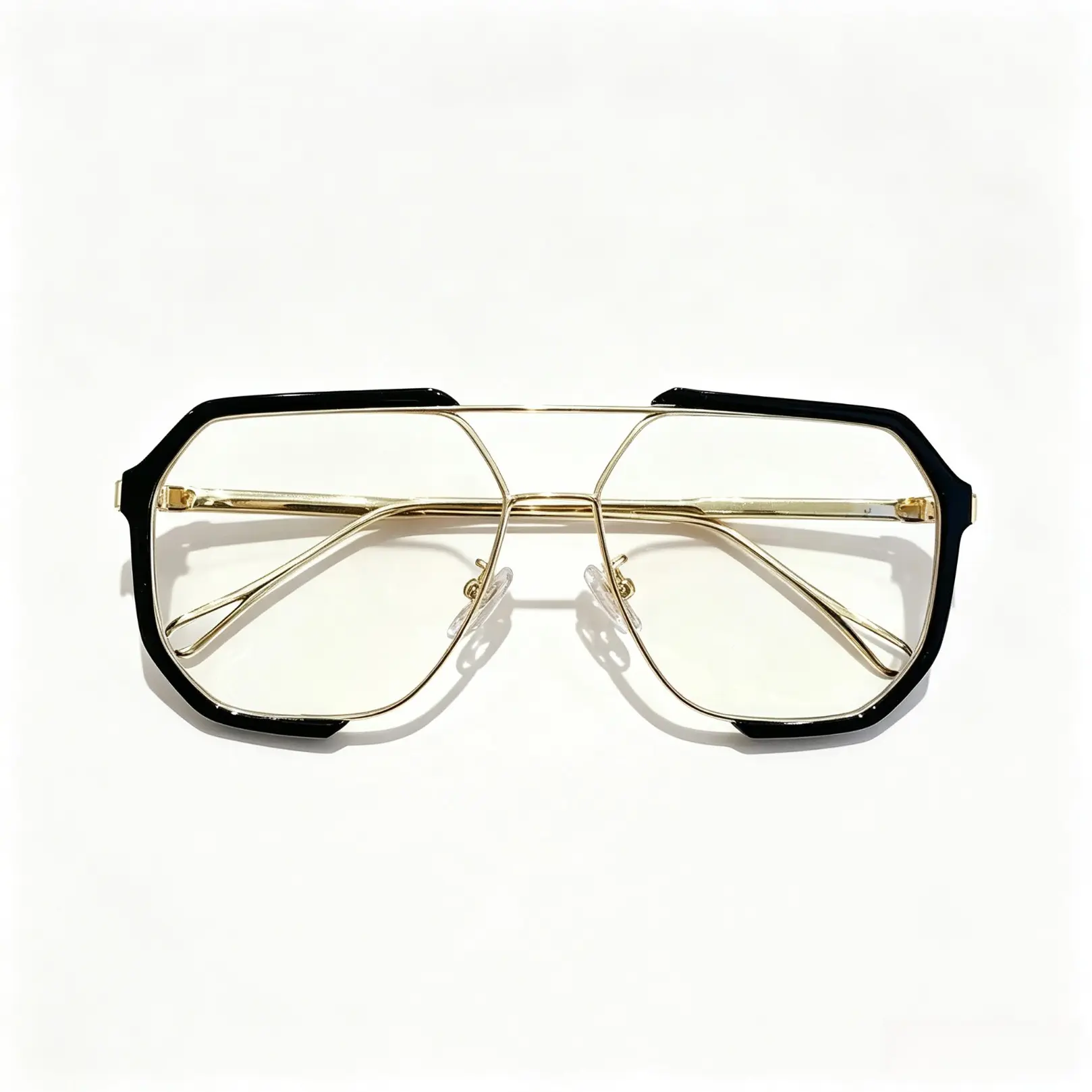 Basic Flat Top Square Eyeglass Frames for Women & Men, Trendy Geometric Double Bridge Glasses, Lightweight Fashion Eyewear for Daily Wear, Students and Party Occasions