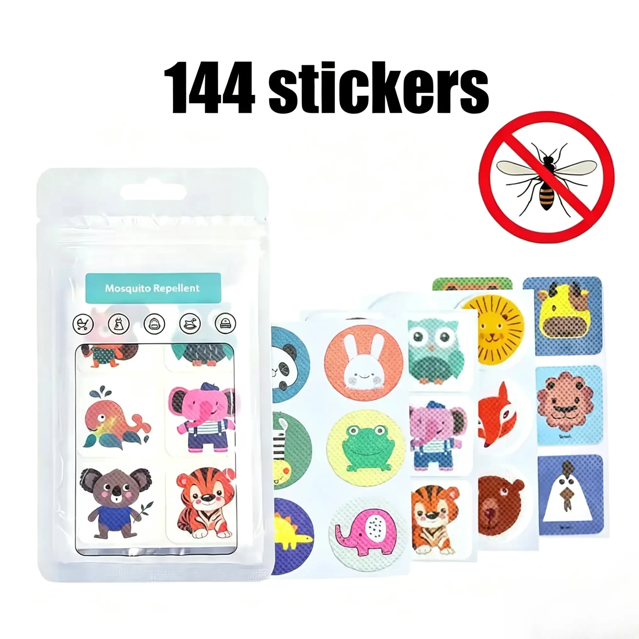 Animal & Insect Repellent Stickers - Adorable Animal-Designed Home Care Supplies, Applicable to Clothing, Backpacks, Sealed Effectiveness Retained Compact Anti Mosquito