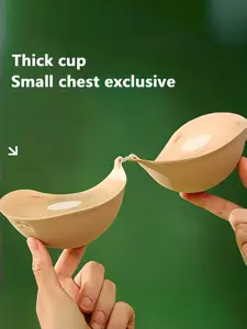 This pair of extra-thick, puffy bras avoids the embarrassment of empty cups. They feature puffed, push-up adhesive nipple covers for smaller busts, and are invisible, strapless, and seamless. They are washable and reusable, and perfect for backless dresse