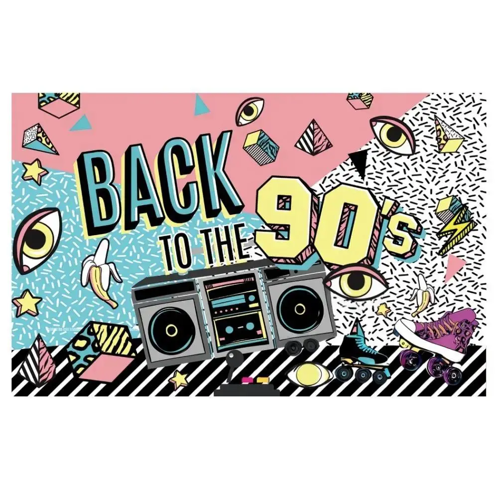 Outdoor Event Decor  80S 90s Background Decoration Back To The 90s Backdrop Radio Skateboard Graffiti Birthday Party Background Photography Props