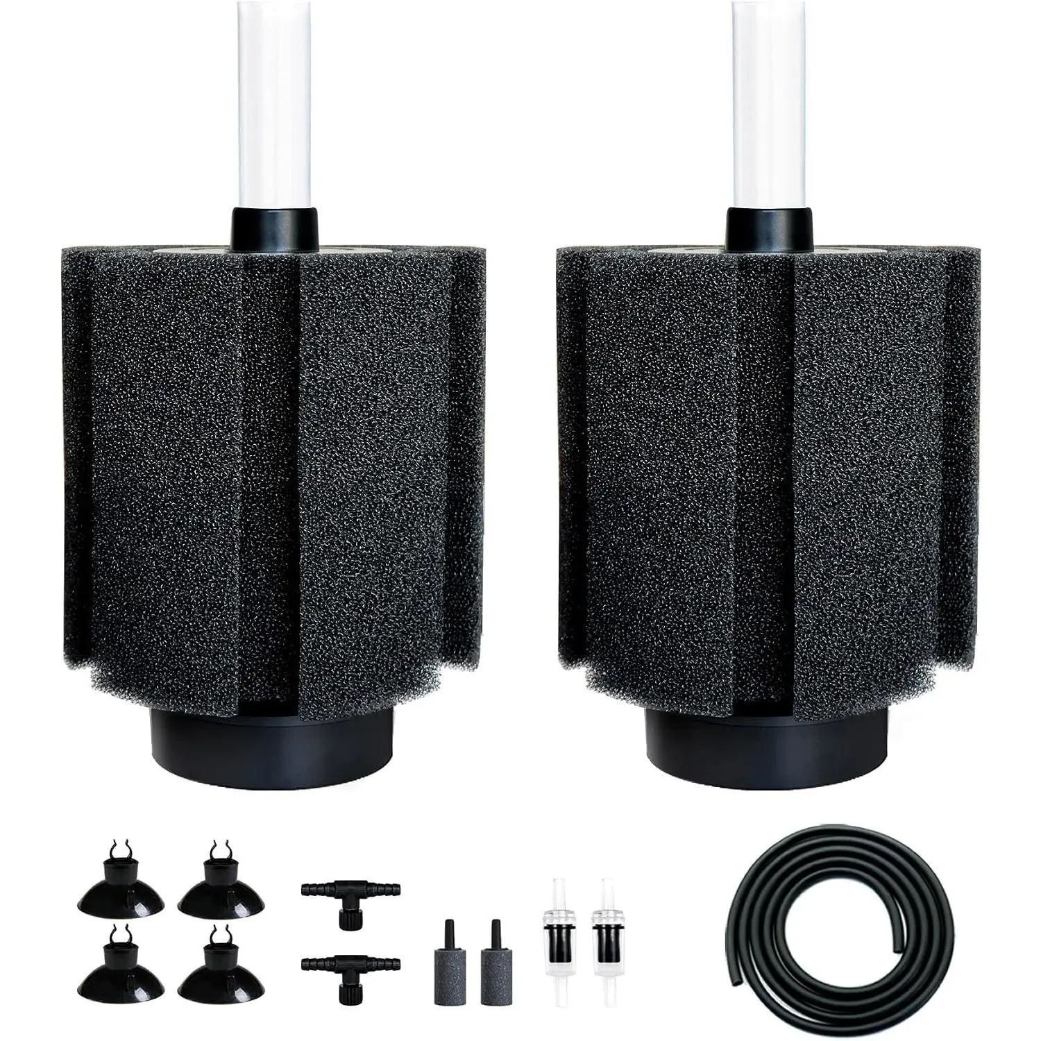 2 Pack 60-70 Gallon Aquarium Sponge Filter with Air Stone & Ceramic Filter Media | Quiet Bio Filter for Breeding Fry, Shrimp, Betta Fish TankGift
