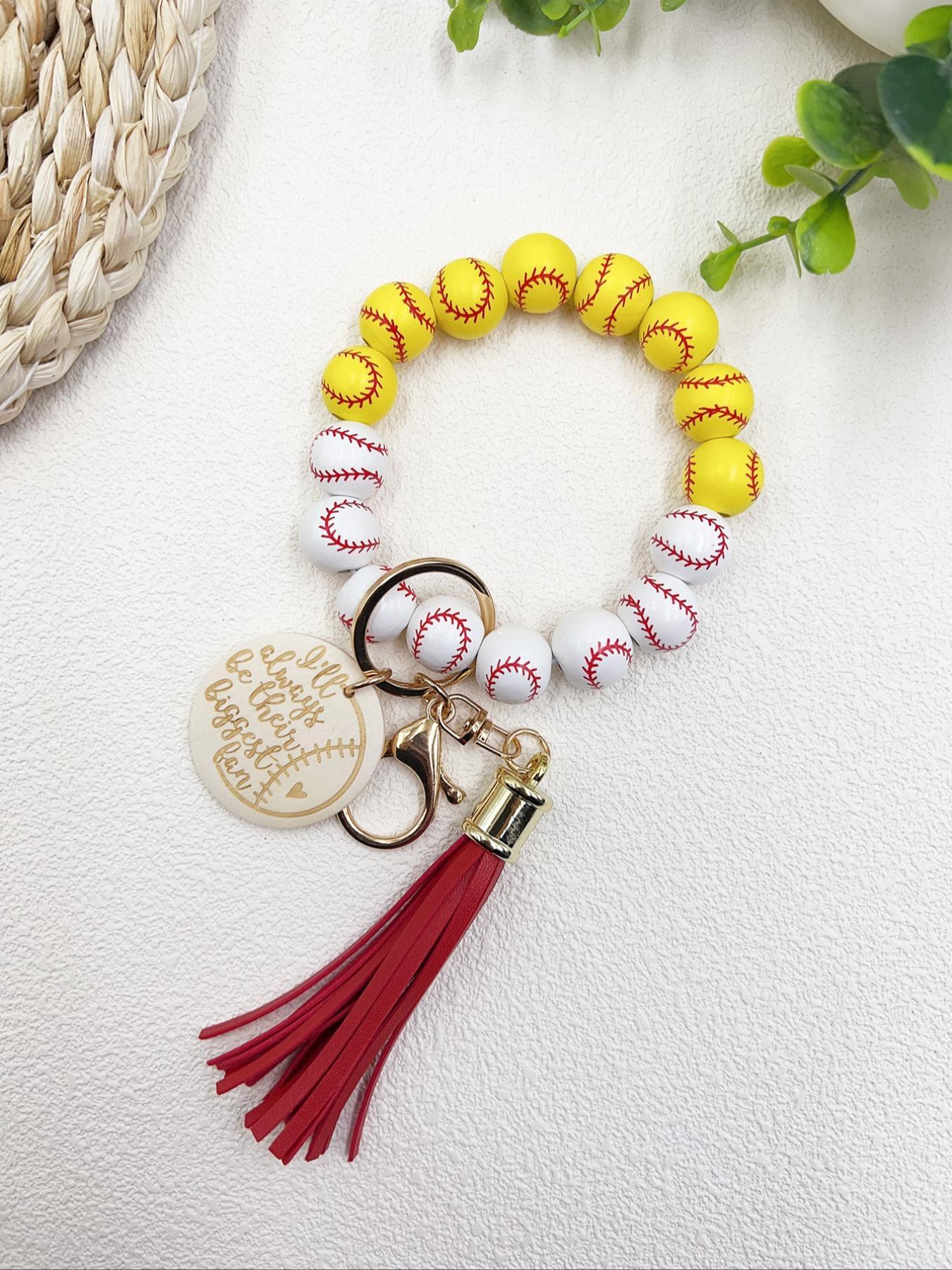 Baseball Design Tassel Decor Keychain, Cute Keychain for Women & Men, Fashion Keychain for Daily Clothing Decor, Trendy All-match & Exquisite Keychain for Birthday Gift, Keychain Pendant