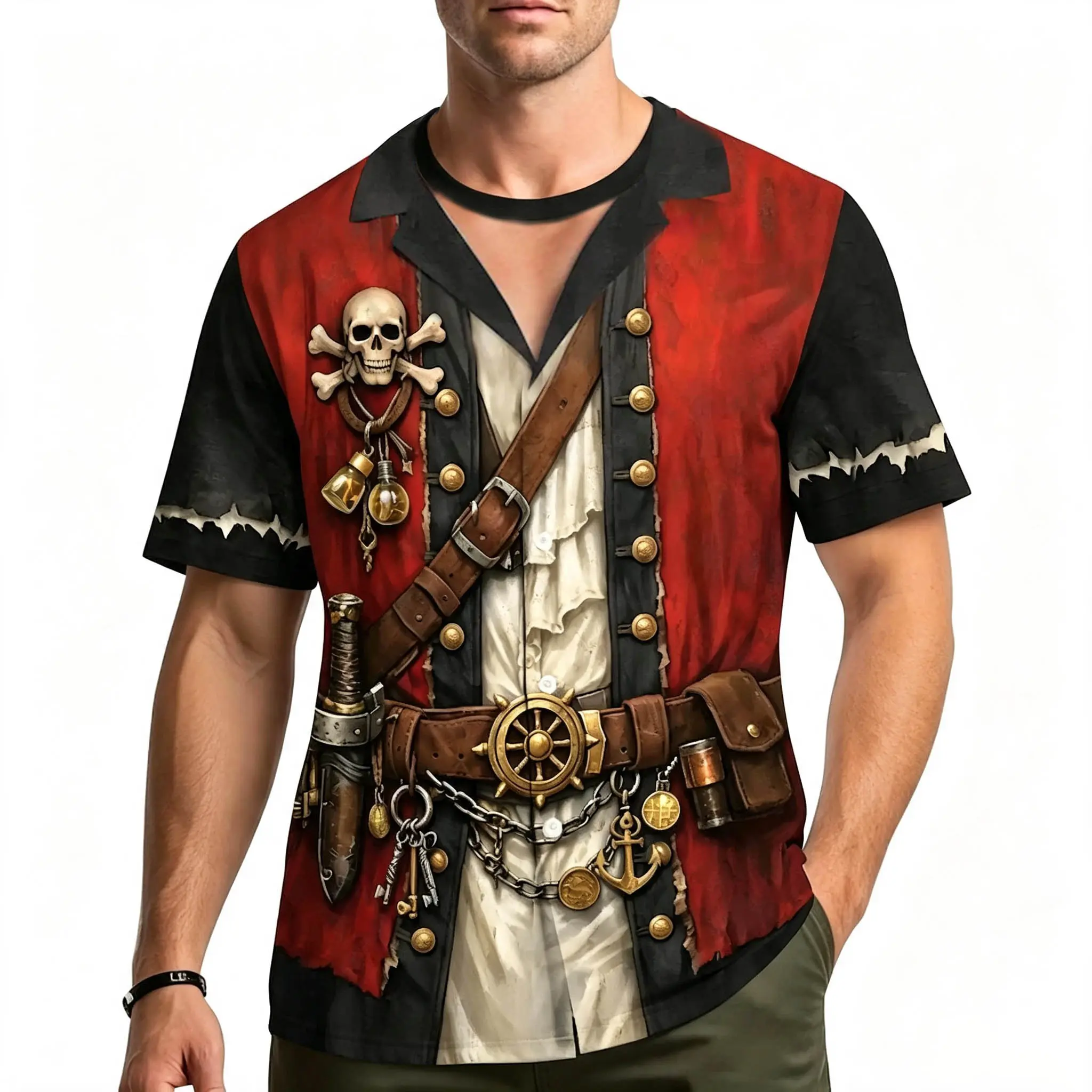 Classic Pirate Costume Halloween Shirt, 3D Realistic Buccaneer Cosplay Aloha Shirt, Swashbuckler Caribbean Party Wear, Pirate Captain Button#TikTokMadeMeBuyIt#HalloweenCustom#HalloweenGift#TrickOrTreatShirt#HalloweenShirt