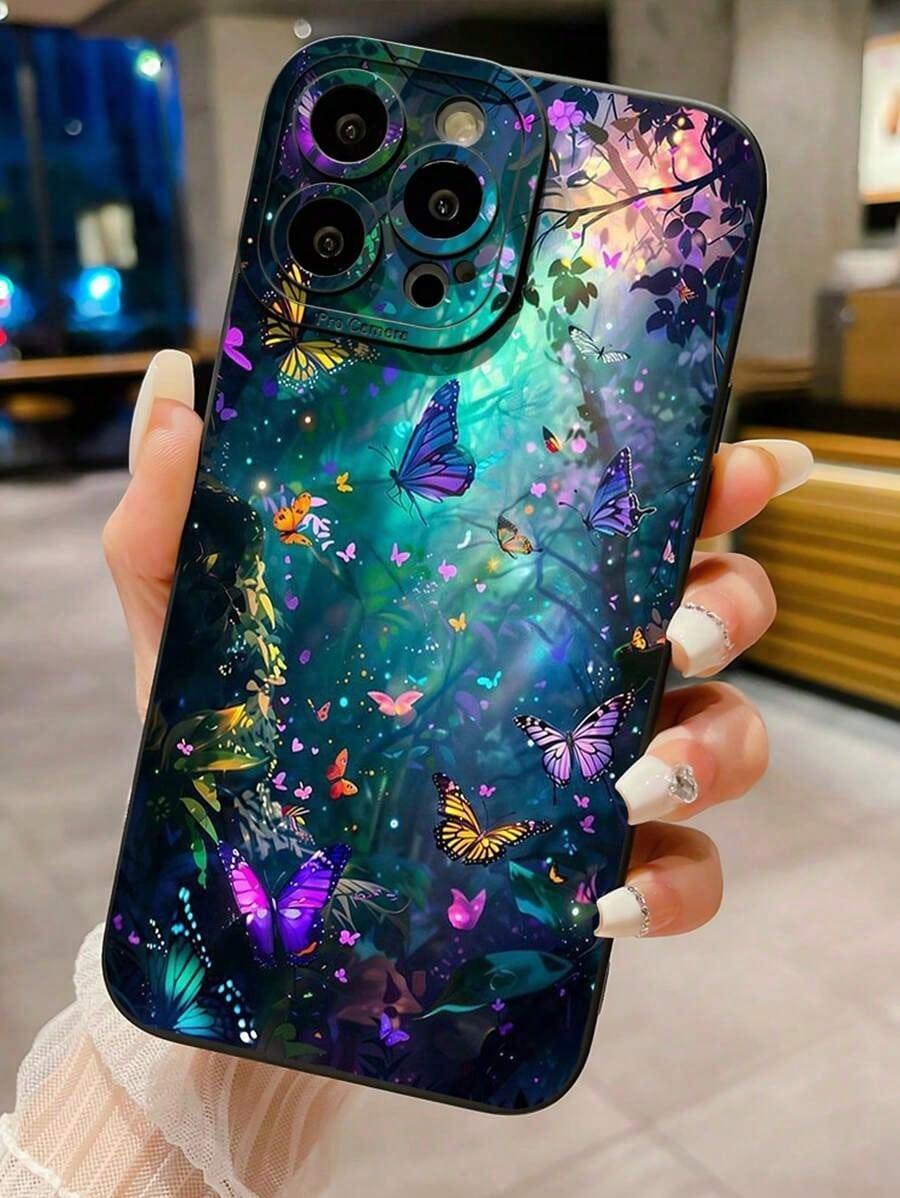 1pc Butterfly Decorated Shockproof Phone Case Suitable For IPhone17/IPhone17 Air/IPhone17 Pro/IPhone17 Pro Max/16 Pro Max/15 Pro Max/14 Pro Max/13 Pro Max/12 Pro Max
