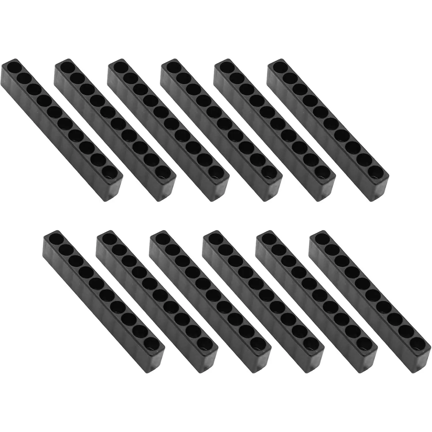 12 count 10-Hole Hex Bit Holder, 1/4" Shank, Black