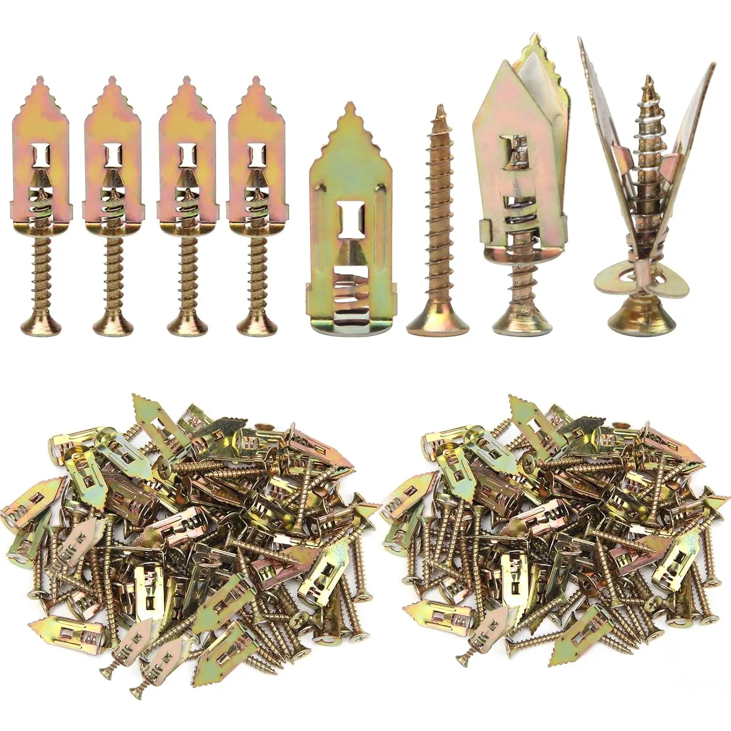 200PCS Steel Self-Drill Screws & Metal Expansion Bolts Kit, Hardware Fasteners for Home Repair & Construction Projects