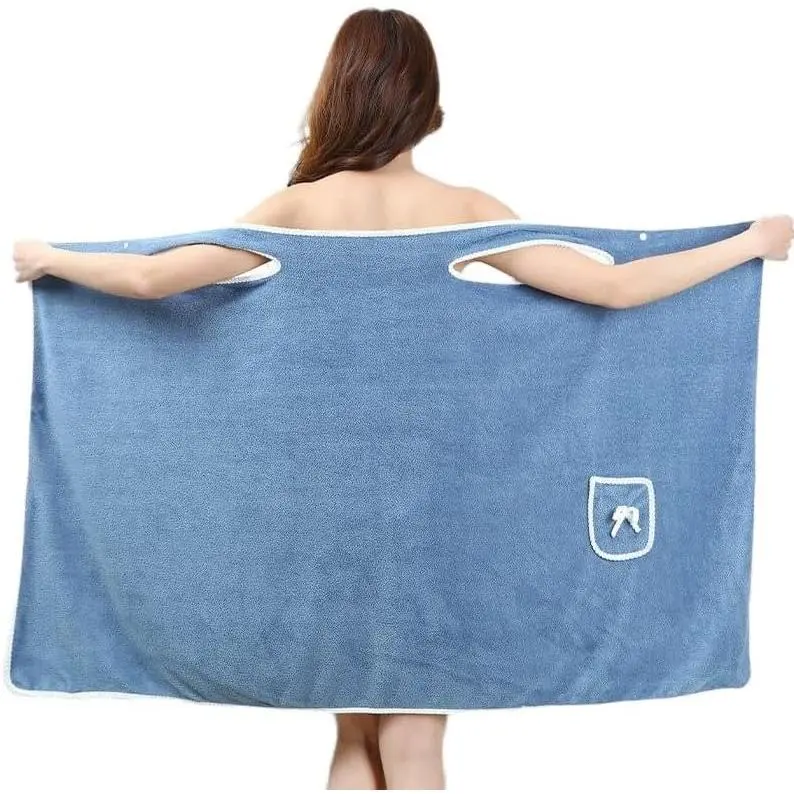 Wearable Towel Robe  Women After Shower, Sky Blue, Quick Drying, Microfiber Bath Towel  Shower Bath and Gym, 31x53 Inches New model bathingsuit