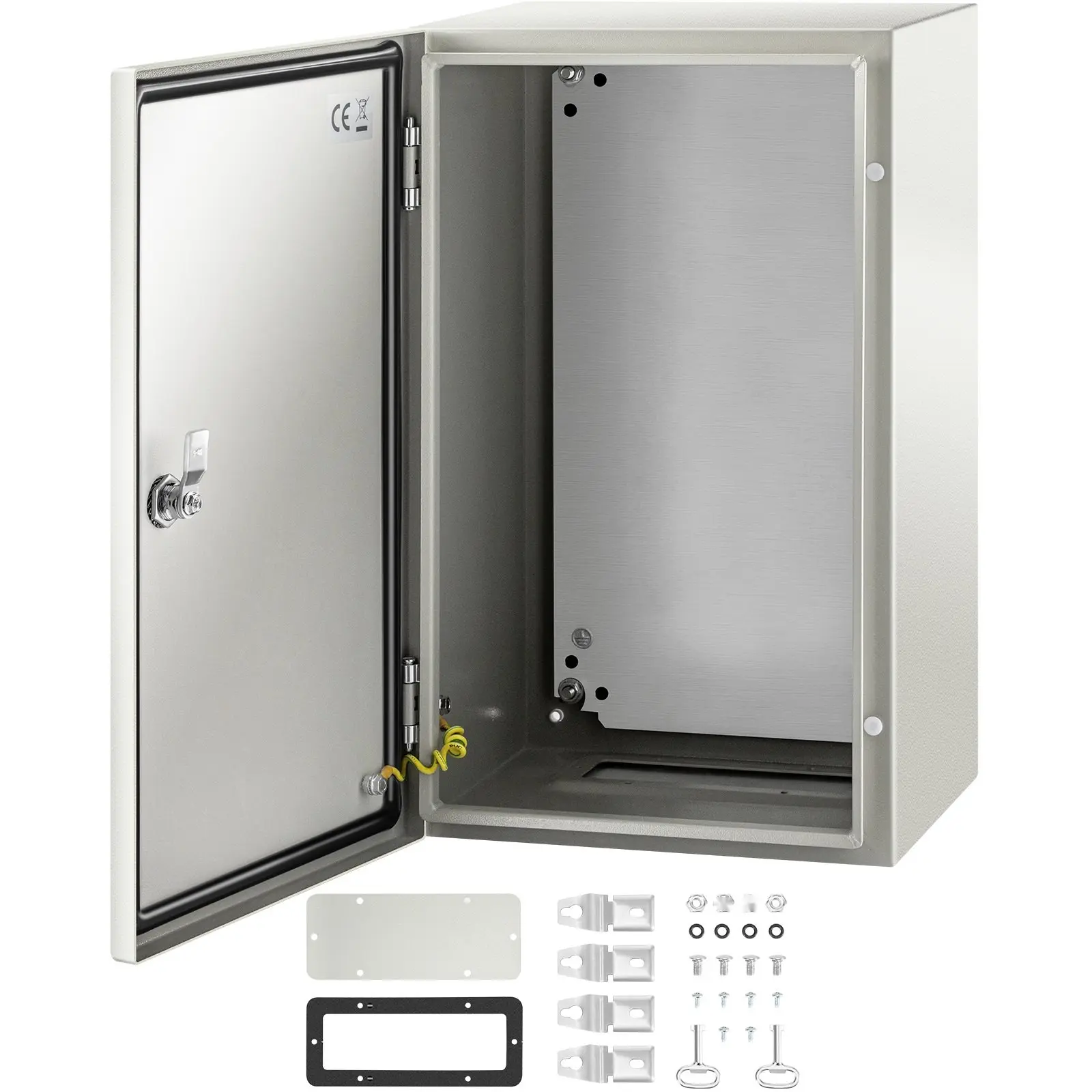 NEMA 4X Steel Electrical Enclosure, 20x12x10 In, IP66 Rating Waterproof Dustproof Lockable, Indoor/Outdoor Heavy-Duty Junction Box with Detachable Mounting Plate, Detachable Plate