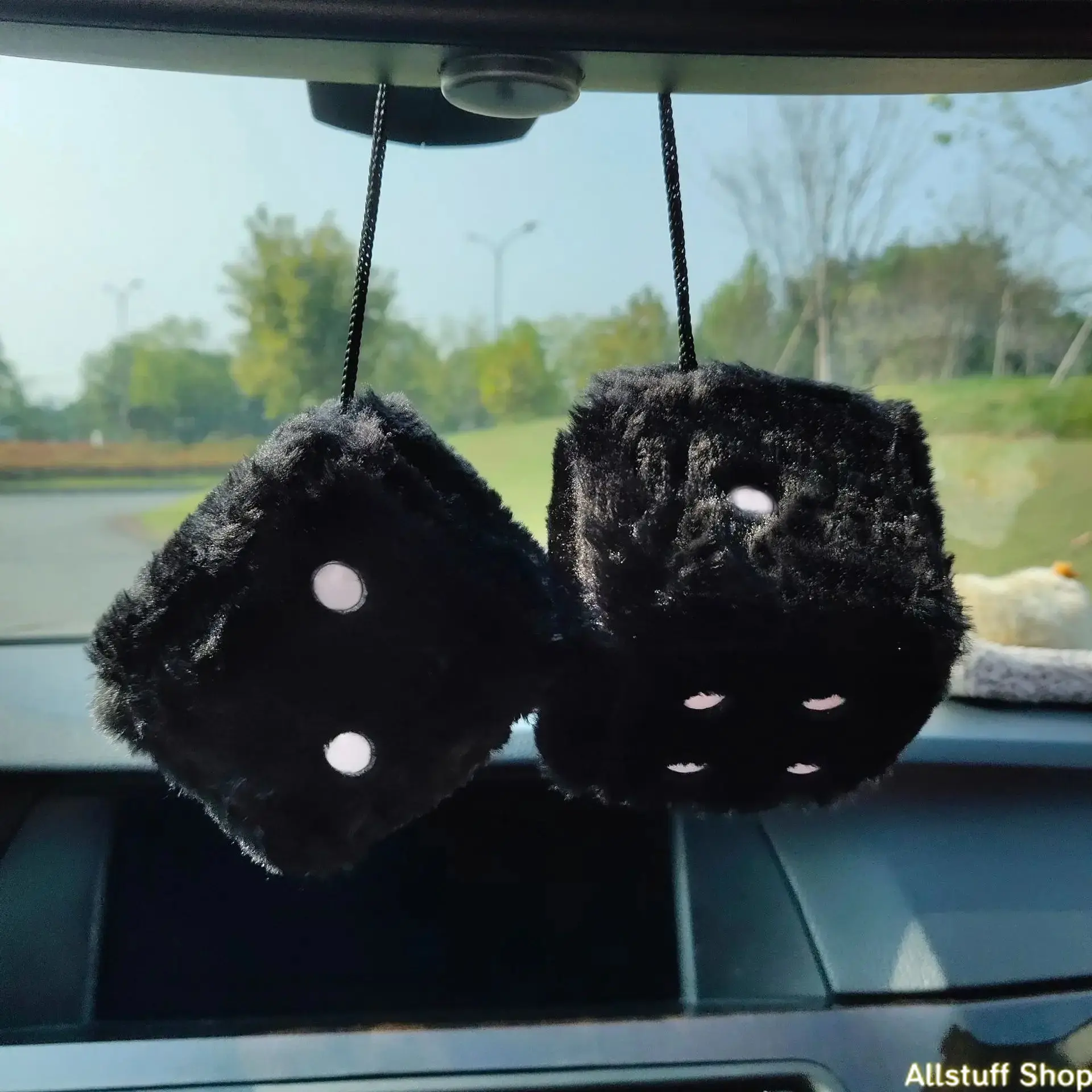Cute Soft Plush Dice-Shaped Car Rearview Mirror Hanging Ornament - Scratch-Resistant Universal Interior Decor Pendant, Fits Most Cars & SUVs, Adorable Auto Accessory for Car Lovers tiktokshopbacktoschool
