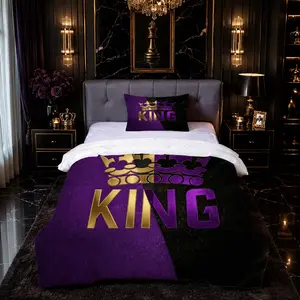 Luxury King Letter Bedding Set, 2/3 Pcs (1 Quilt + 1/2 Pillowcases, No Inserts). All Season Use, Soft, Skin-friendly, Warm and Cozy, Holiday Gift for Husbands, Boyfriends, Fathers and Teens