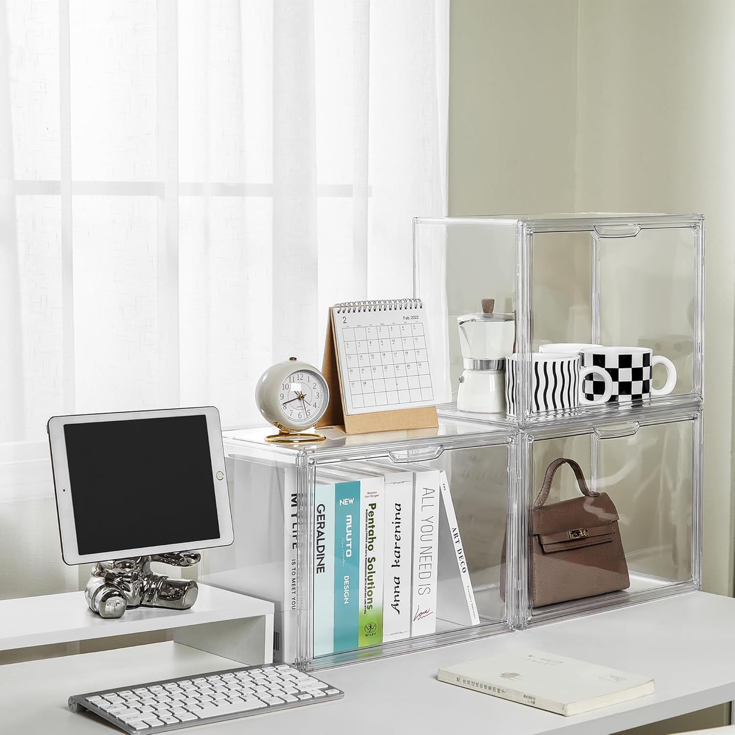 Cube Storage Organizer  Book Case Display Case Box Stackable Book Storage Containers With  Door Clear Plastic Portable Organizer For Living Room Bedroom 1 Pack