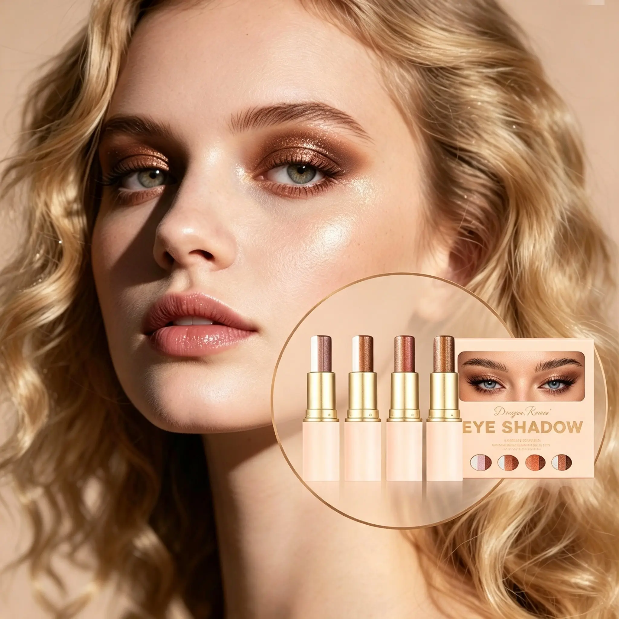 Dragon Ranee Dual Tone Shimmer Gradient Eyeshadow Stick, Waterproof Long-Lasting Blendable Glitter Cream Eye Shadow Crayon, Portable One-Swipe Quick Makeup Tool for Women & Makeup Beginners, Suitable for Daily, Dating and Party Eye Styling