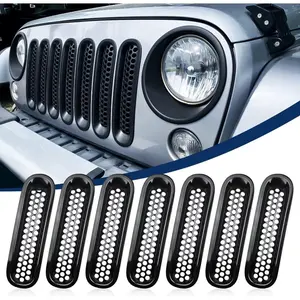 Nilight Clip-in Mesh Grill Inserts Guard for 2007-2017 Jeep Wrangler JK, Car Exterior Chrome Trim, Car Accessories, Vehicle Accessories