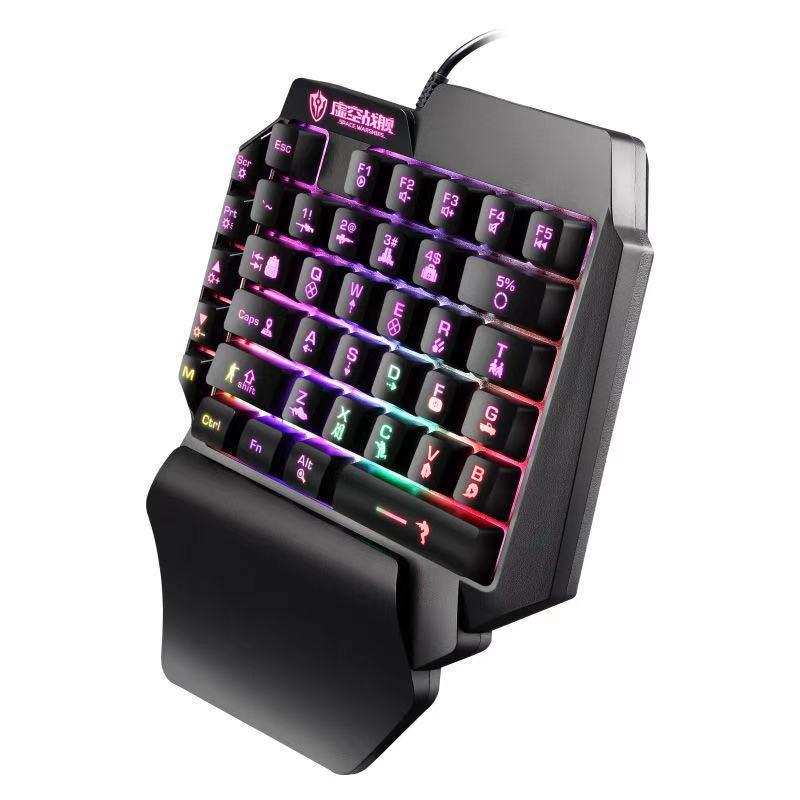 ZRTF F6 Single Mobile Phone Glowing Gaming Keyboard,Supports for Android System, PUBG Keyboard Connect to Mobile Phone King of Glory Left Hand Keyboard  for Android not ios