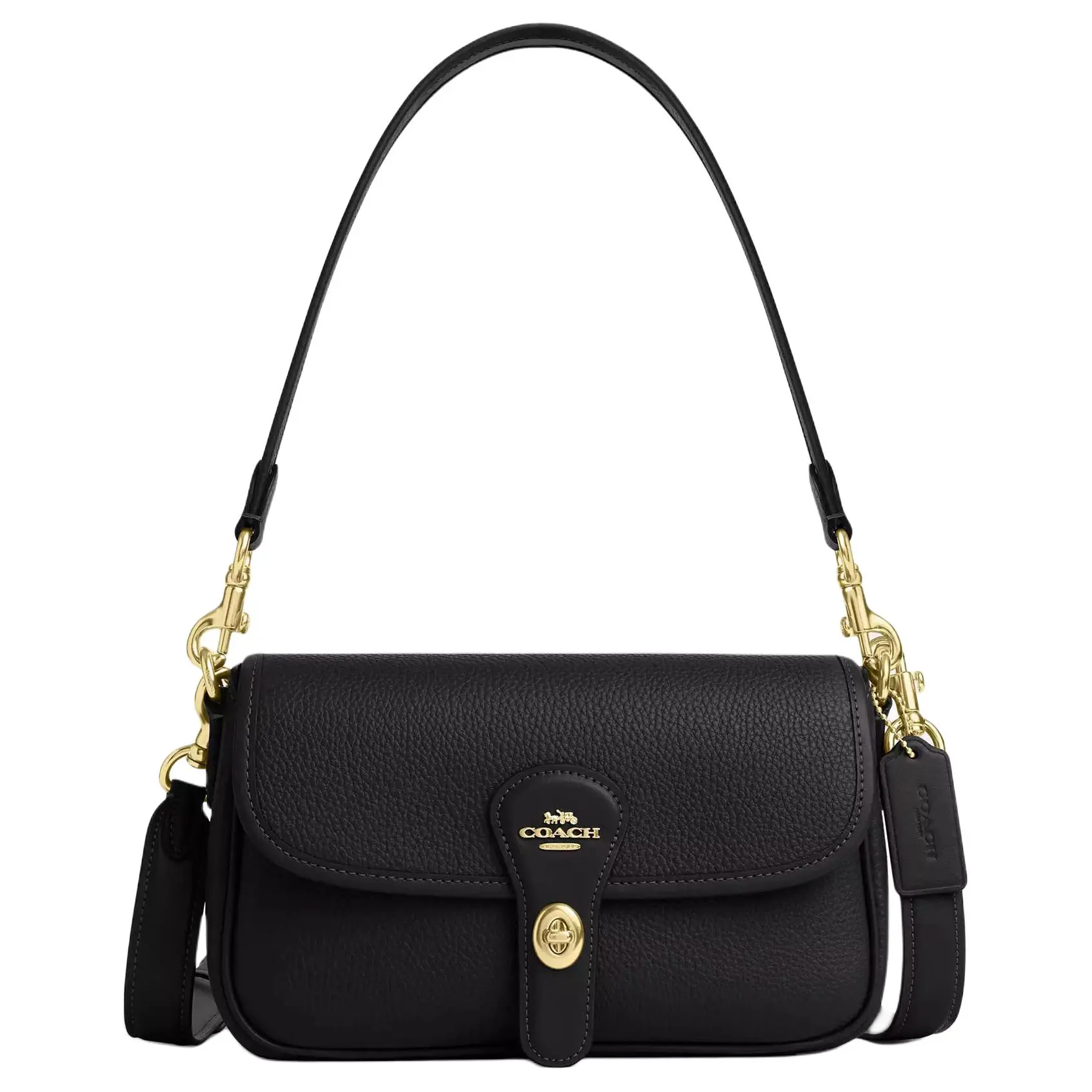 COACH Hadley 24 Medium Crossbody Bag for Women – Classic Leather in Black