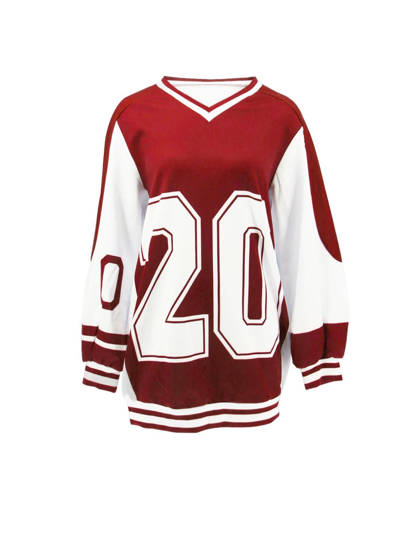 Women's Oversized Colorblock & Figure Print Drop Shoulder Sweatshirt, Preppy Fashion Street V Neck Long Sleeve Pullover for Daily Outdoor Wear, Ladies Spring & Fall Clothes