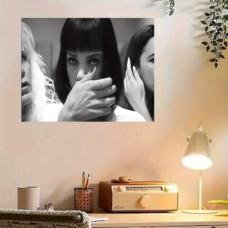 Pulp Fiction Movie Poster Canvas Art - Black and White Wall Decoration, Vintage Wall Art, Art Work For Wall Decor, Suitable for Bedroom, Living Room or Hallway, Movie Room Decoration, Bold Wall Decor, Art Canvas,home,inspo,athlete,motivation