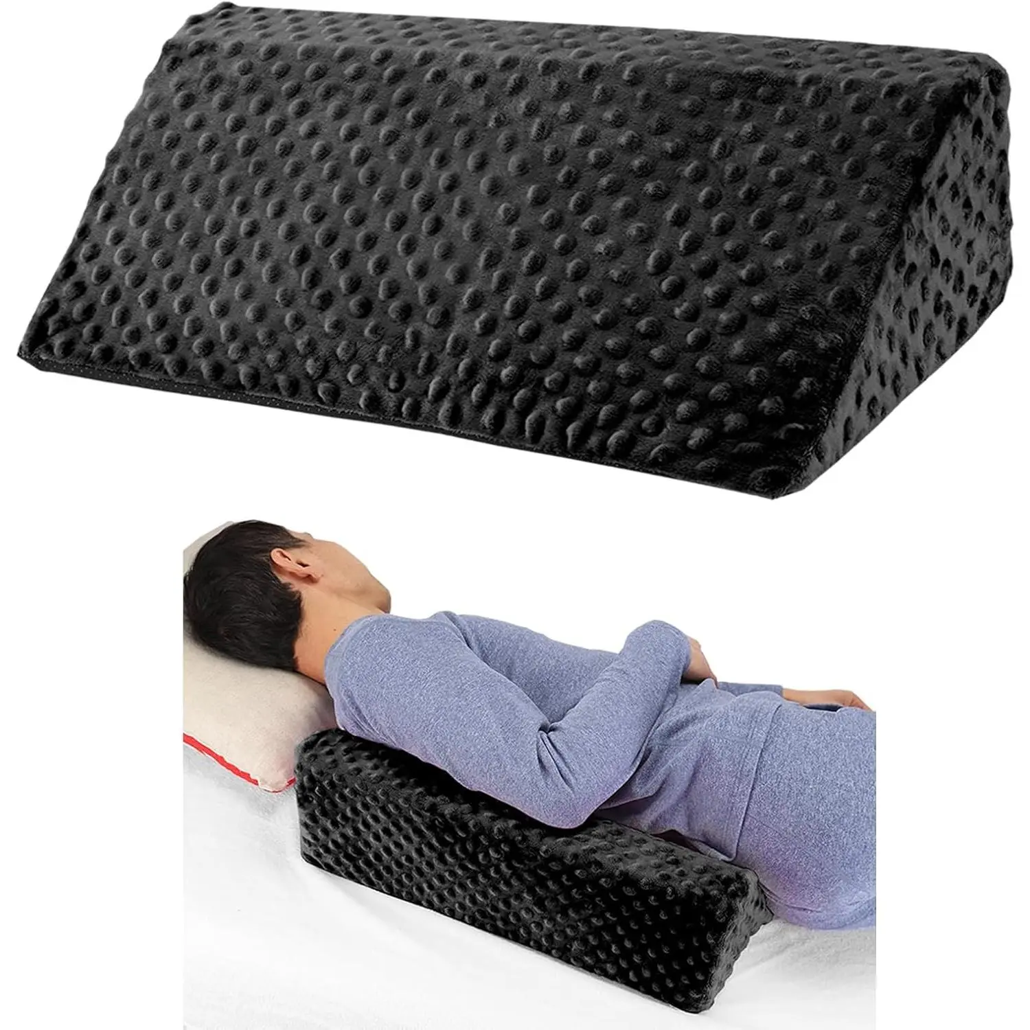 Wedge Pillow for Side Sleeping, Body Positioning Foam Wedge Pillow | Side Wedge Pillow for Sleeping Non-Slip Back Positioning Pillow for Bed Sore Wedge (Black)