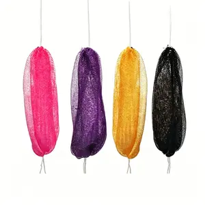 4-Pack Mixed Color African Exfoliating Bath Sponge, Authentic African Loofah, Long Net Cloth, Shower Soap, Bathing Essentials, Body Scrubber