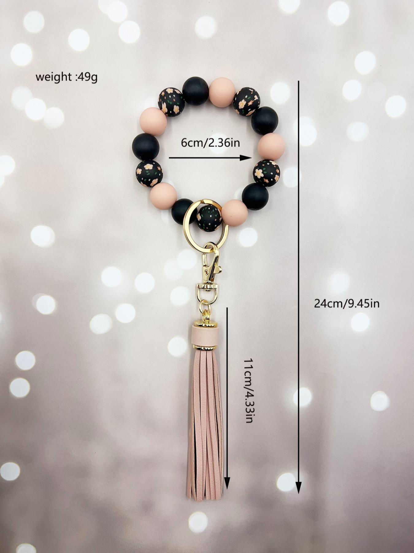 Women's Cute Colorblock Beaded Tassel Design Keychain, Trendy Exquisite Beaded Keychain, Charm, Chic Accessories for Daily & Party Decoration, Stylish Keychain