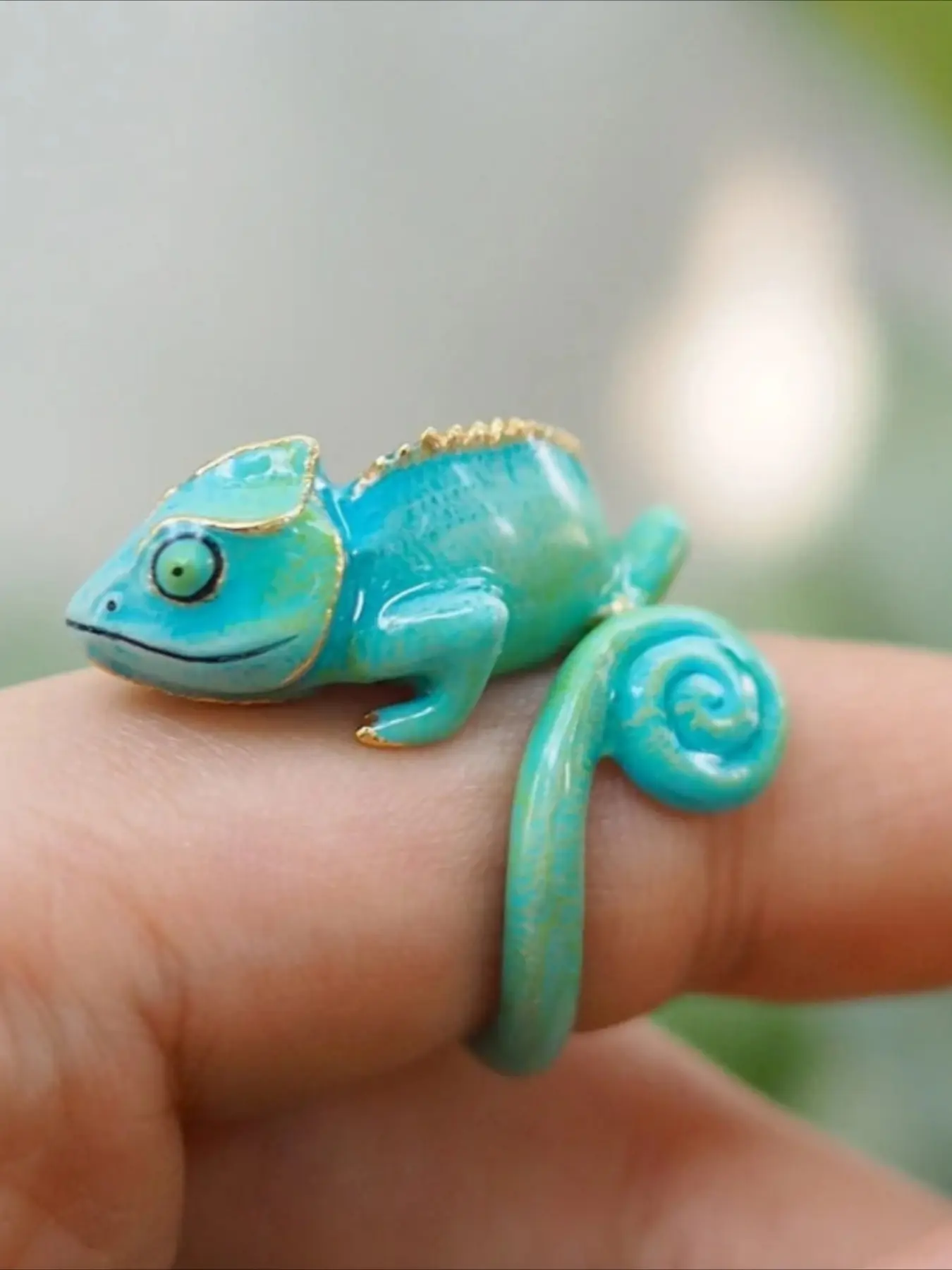 Creative 3D Cute Chameleon Ring, Unisex Enamel Jewelry, Fashion Animal Ring, Ideal for Parties and Halloween, Unique Birthday Gift, Jewelry Lover