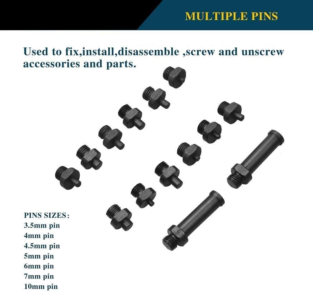 15 count Adjustable Pin Spanner Wrench Set/Variable Cylinder Fan Clutch Pully Holder Wrench with Soft Handle