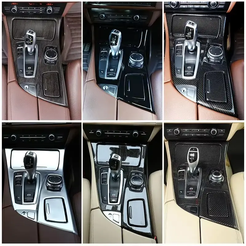For BMW 5 Series F10 2011-2017 520li 525li 530li ABS Car Center Console Gear Shift Panel Cover Trim Stickers Automobile Decals Interior Decal Sticker Automotive Decoration Car Accessories Auto Accessories
