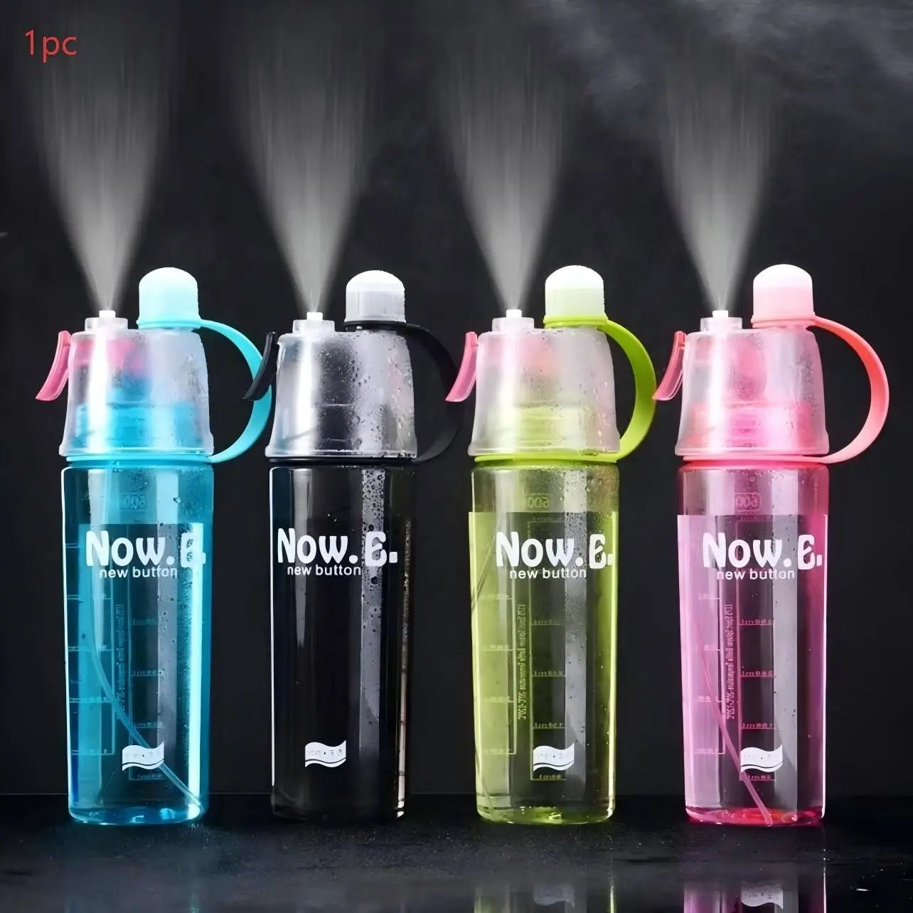 New 2-In-1 Drinking Spray Water Bottle with Straw, Portable Sports Water Jug, Cooling Sprayer, Reusable for Adults & Kids, Outdoor Use