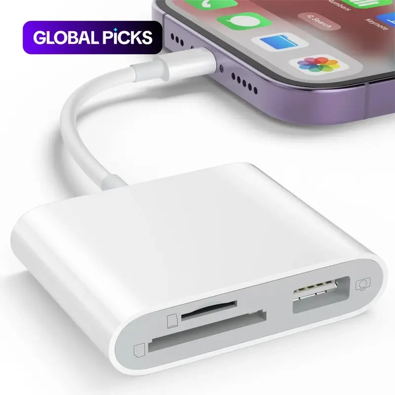 Aston Digital SD Card Reader OTG Adapter for iPhone and iPad, Memory Card Reader with USB Camera Adapter, Plug-and-Play SD Card Viewer for Trail Cameras # GLOBAL PICKS