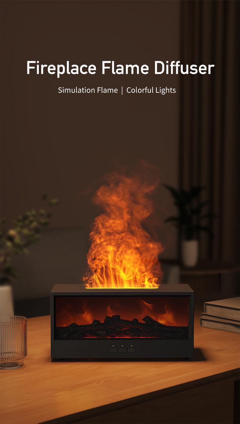 USB Flame Diffuser Humidifier - Realistic Fireplace Glow, Ultra-Quiet Mist, Relaxing Night Light, Home Decor Gift