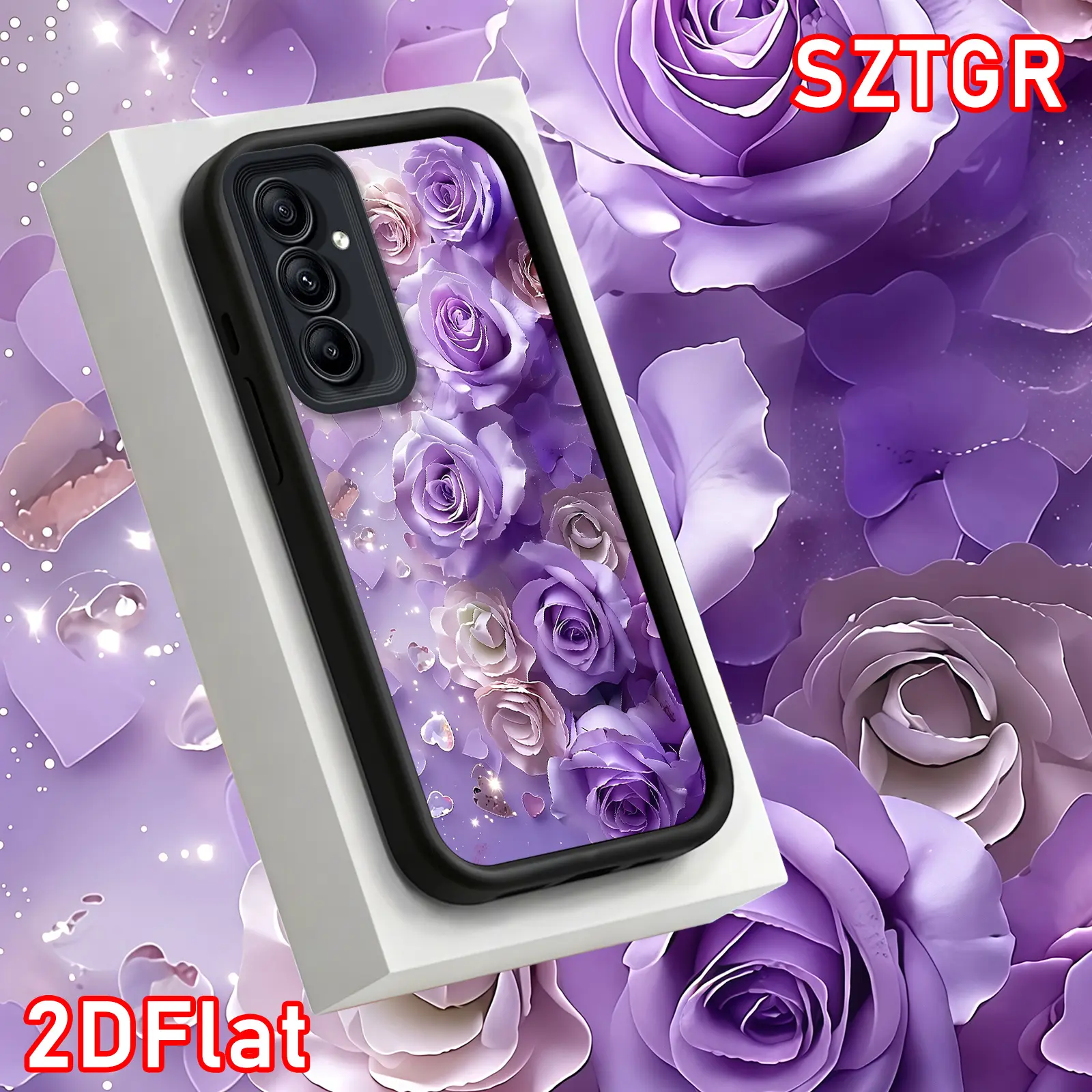 Phone Case - 2D Purple Rose Heart Phone Case for S26 Ultra Plus, Romantic Floral Design for Galaxy S26 S25 S24 S23 S22 S21 Fe Plus Ultra A13 A14 A15 A16 A17 A33 A34 A35 A36 A52 A53 A54 Note20 for Her, Elegant Fashion, Anti-Scratch