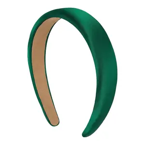 1.2inch Satin Headbands Padded Head Bands DIY Plain Hair Band Fashion Green Hair Accessories for Women Girls