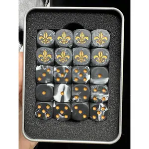 Warhammer 40K Adepta Sororitas Lily Dice Set Black Grey Cloud Resin Gold Foil Emblem Tin Case Collection Grade Tabletop RPG
