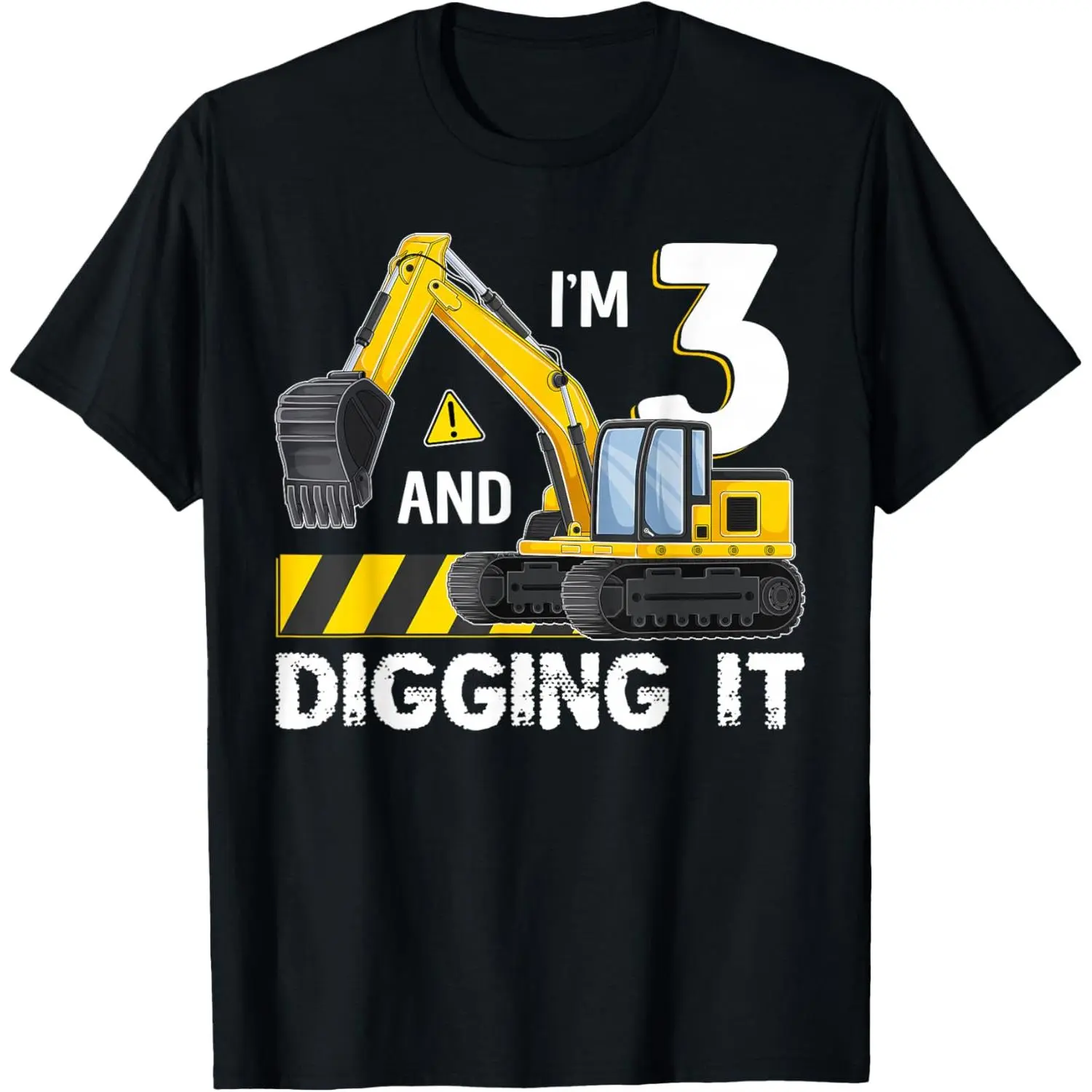 Short Sleeve Party Tee for Toddlers, Builder Theme with Dump Trucks, Bulldozers, and Hard Hats for a 3rd Celebration, Graphic Tee, Construction, Birthday Theme, 3Rd Birthday, 3T, All Over Print, Building, Happy Birthday