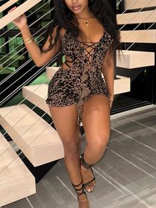 women's leopard print cut out romper, sexy fashion casual sleeveless romper for daily outdoor wear, women clothing for summer, womenswear,  summer clothes women