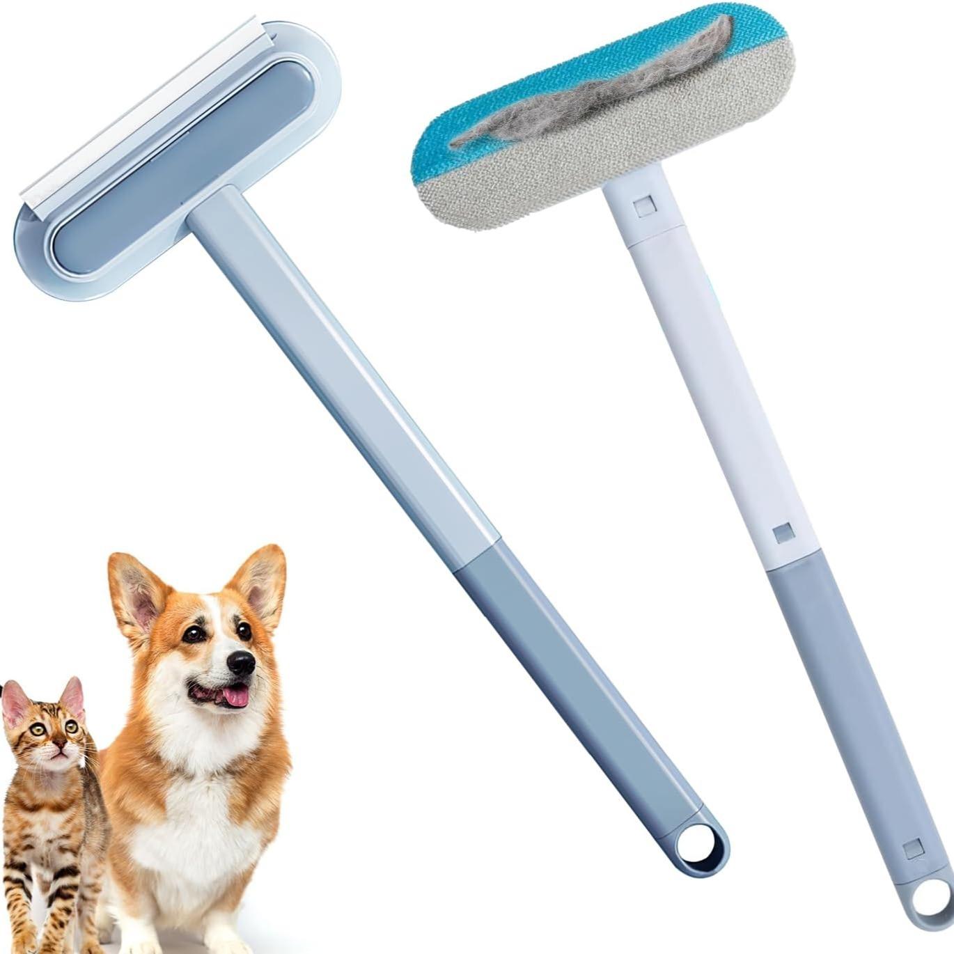 4 in 1 Long Handle Pet Hair Remover Brush with Adjustable Ergonomic Handle for Furniture Couch Carpet Clothes Reusable Washable Lint Brush