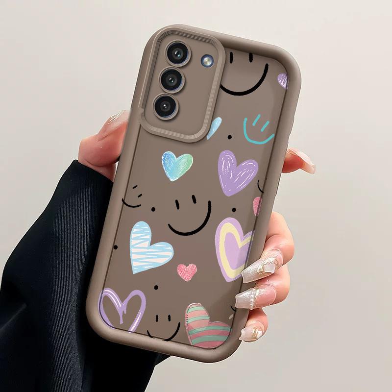 Phone case: Phone Case Suitable for Samsung for Samsung Galaxy S26 S25 S24 S23 S22 S21 Fe Plus Ultra A13 A14 A15 A16 A17 A33 A34 A35 A36 A52 A53 A54 Note20 TPU Protective casing Shockproof Trendy Shell Cute Face And Graffiti heart Back Cover