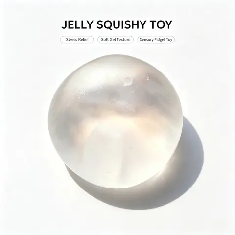 6cm Handmade Squishy Stress Ball, Coconut Oil Jelly Texture, Easy to Clean, Aesthetic & Moldable Fidget Toy for Work, School & Everyday Stress Relief, Stress Relief Squishies