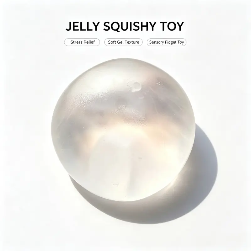 6cm Handmade Squishy Stress Ball, Coconut Oil Jelly Texture, Easy to Clean, Aesthetic & Moldable Fidget Toy for Work, School & Everyday Stress Relief, Stress Relief Squishies