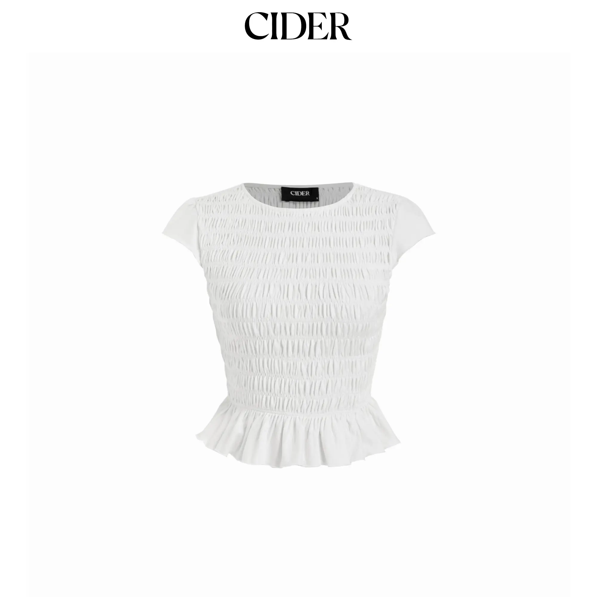 Cider Cotton-blend Shirred Ruffle Hem Cropped Tee SummerWins SummerFinds