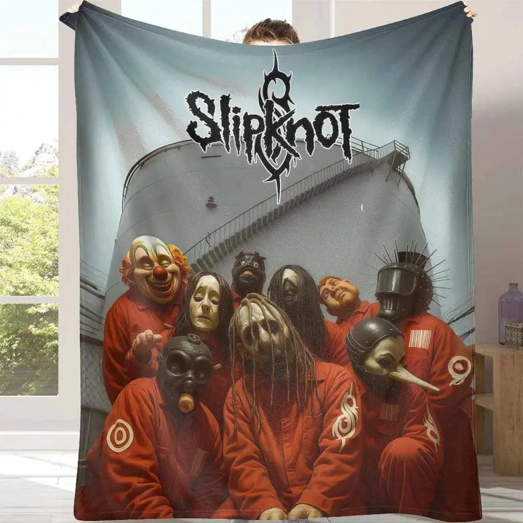 Slipknot Band Flannel Throw Blanket, Masked Group Portrait Ultra Soft breathable blankets, cooling blankets, bedding, bed accessories, Fuzzy Anti-Pilling Wrinkle Resistant Decor for Band Fans Home Concert