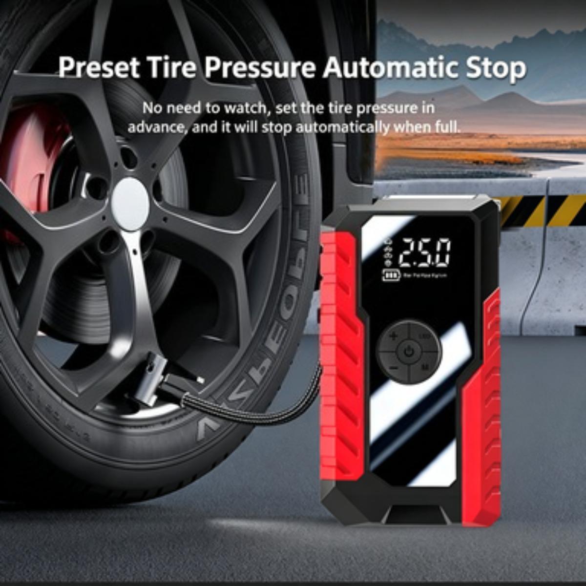 12V Portable Car Jump Starter with Tire Inflator, 2-in-1 Emergency Power Pack with Air Compressor, Power Bank & LED Light Kit Removal Set Tool 12V Portable Car Jump Starter with Tire Inflator, 2-in-1 Emergency Power Pack with Air Compressor, Power Bank & LED Light Kit Removal Set Tool