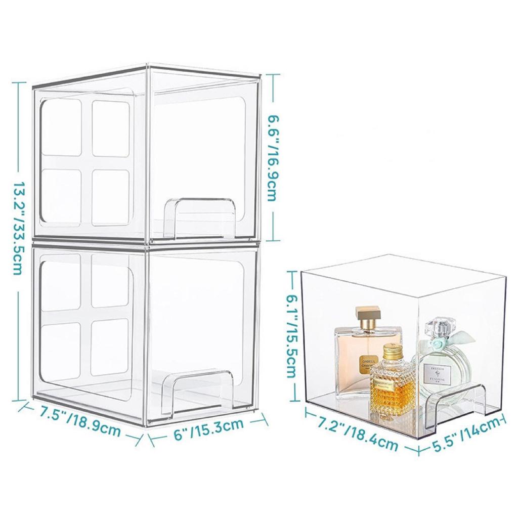 Clear Makeup Storage Box, Dustproof Stackable Makeup Organizer, Multi-layer Cosmetic Storage Box, Home Organizer for Bathroom, Kitchen, Bedroom