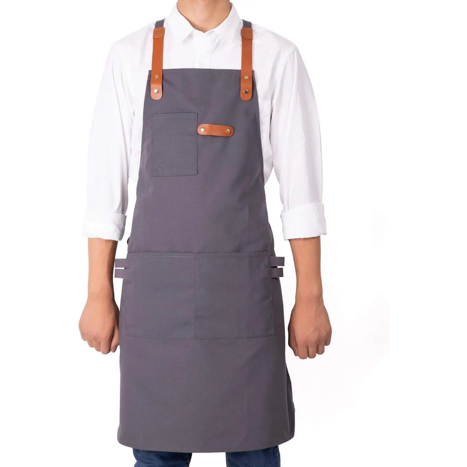Unisex Heavy-Duty Canvas Tool Apron - 63 Inches Long, 25 Inches Wide, Adjustable Strap Adjuster, Washable, Full Coverage, Stylish Decoration, Synthetic Faux Leather Alternative, Workshop Wear for Shop Use