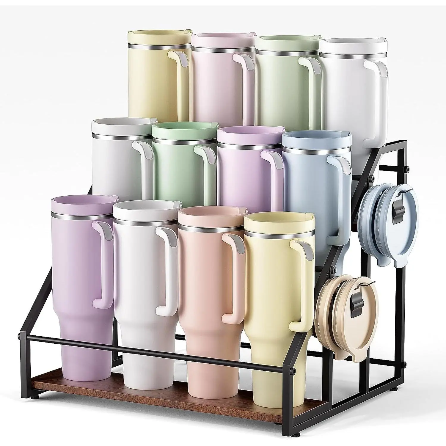 Water Bottle Organizer for Full Stanley and Others' Large Tumbler Organization, Pantry Kitchen Organizers and Storage for Cup Accessories, Water Bottle Holder Wine Rack - 3 Tier Hold 12